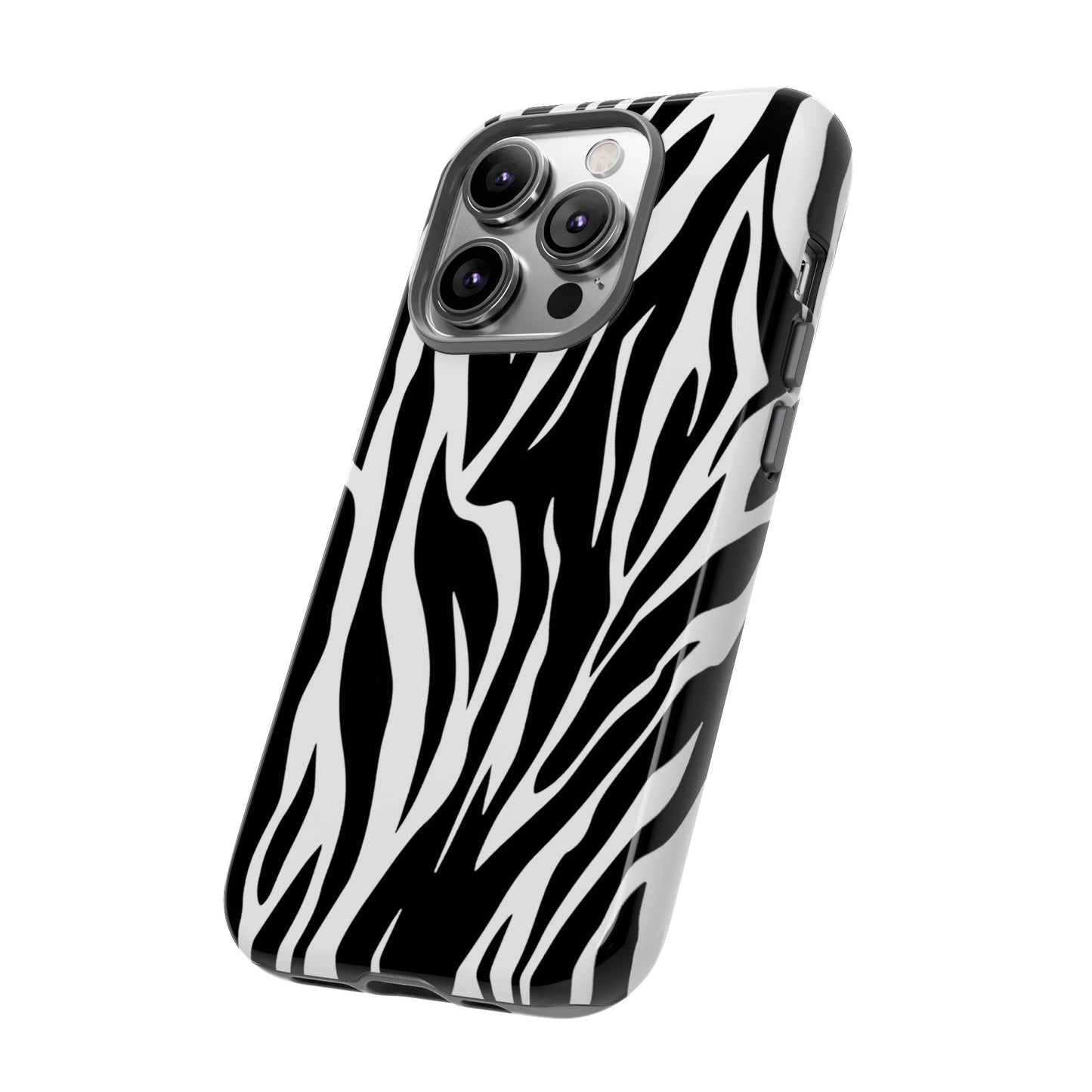 Black White Tiger Print Tough Case Cover for iPhone Samsung and Google phones., Phone Case, JSCHAFFA.com