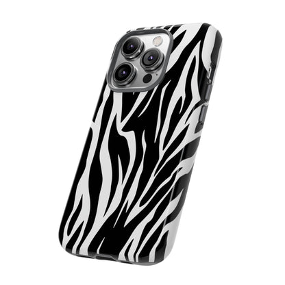 Black White Tiger Print Tough Case Cover for iPhone Samsung and Google phones., Phone Case, JSCHAFFA.com