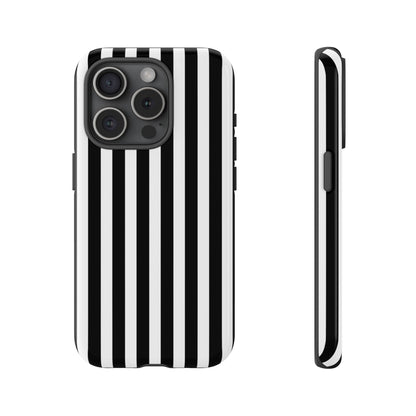 Black White Horizontal Stripe Phone Case Cover, iPhone, Samsung Galaxy S24, and Google Pixel Phones