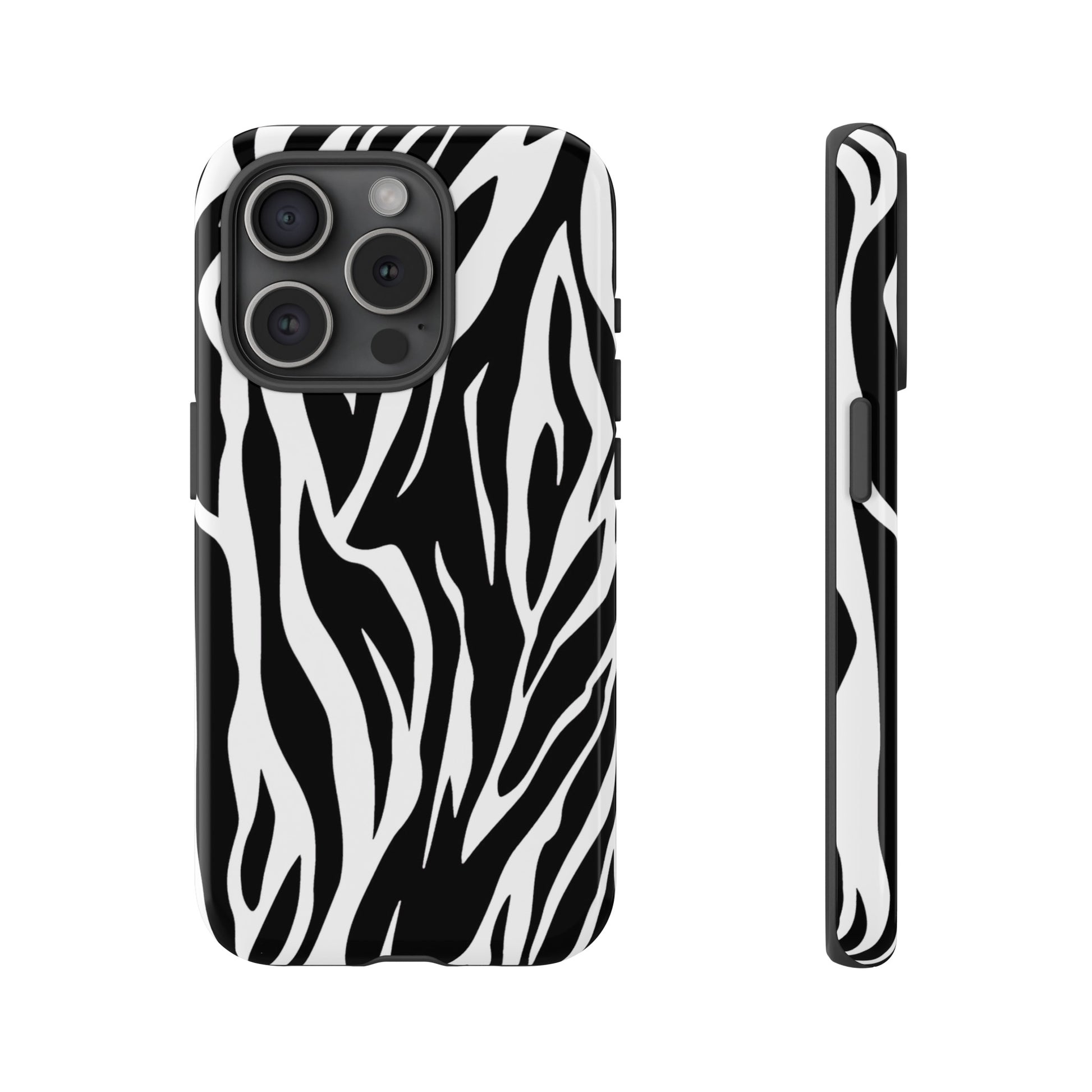 Black White Tiger Print Tough Case Cover for iPhone Samsung and Google phones., Phone Case, JSCHAFFA.com