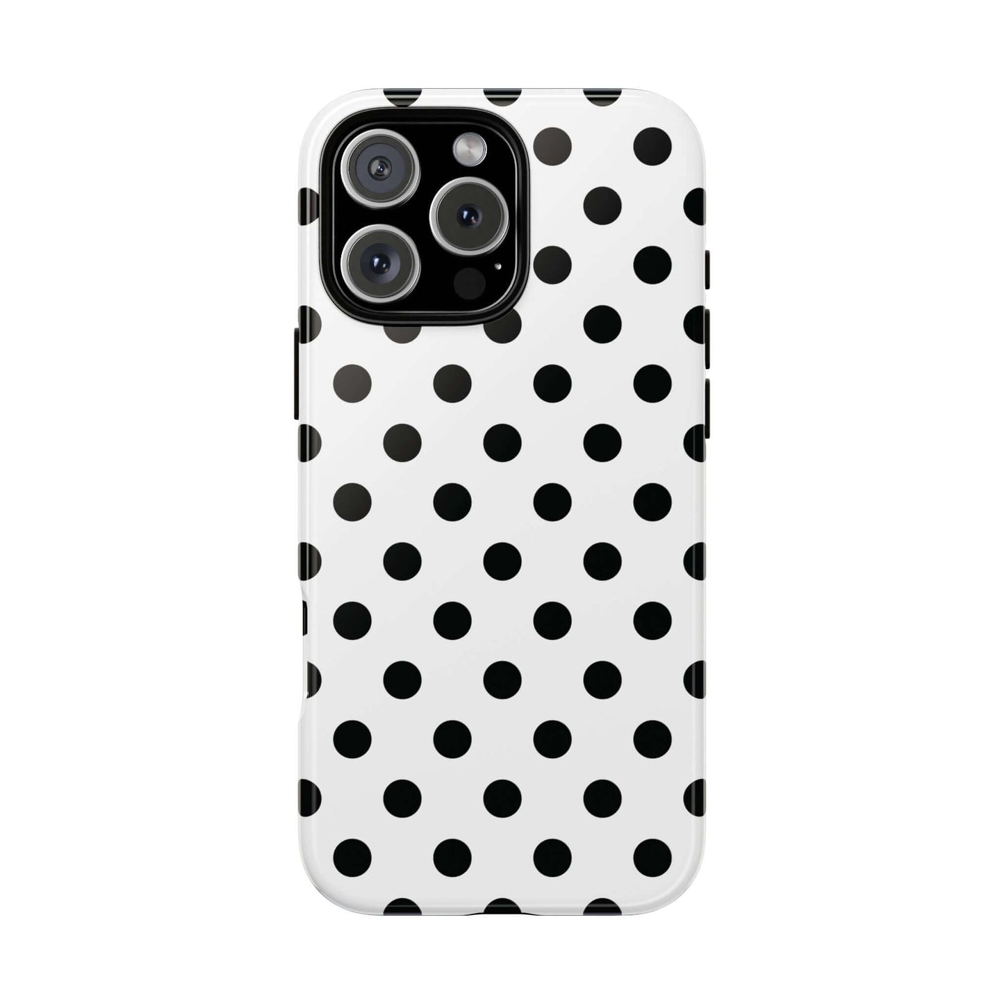 Black & White Polka dot Tough Phone Case for iPhone, Samsung, Google