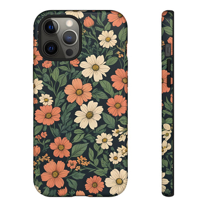 Orange & White Floral Phone Case - Elegant Protection for iPhone, Samsung, and Google Phones, Phone Case, JSCHAFFA.com