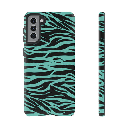 Aqua Cute Wild Tiger Print Pattern Tough Phone Case, Phone Case, JSCHAFFA.com