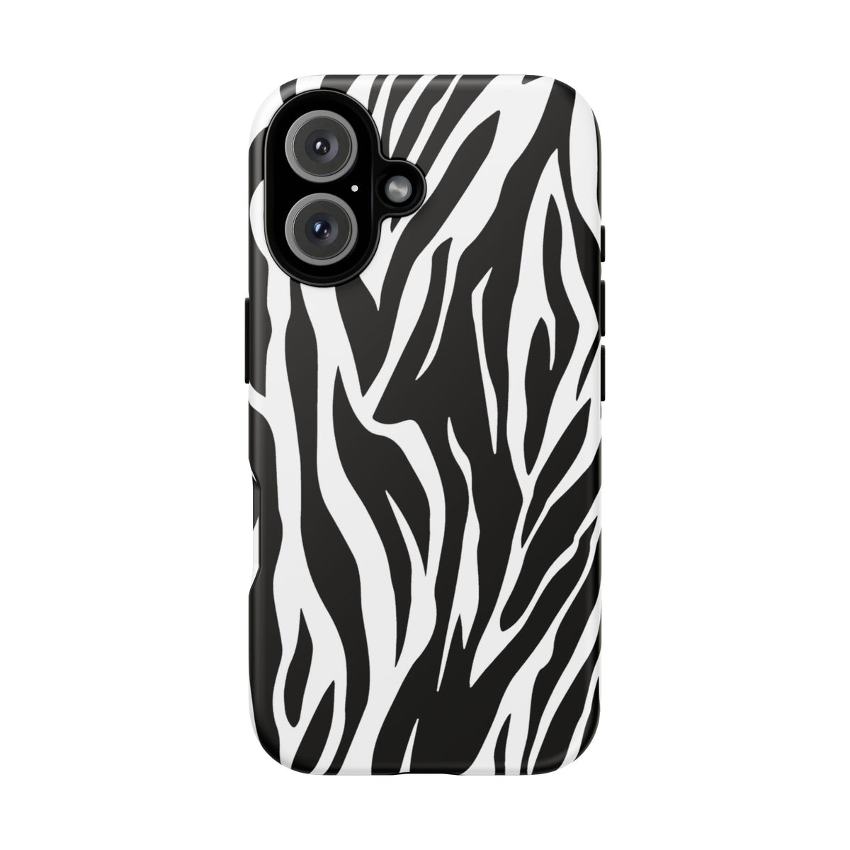 Black White Tiger Print Tough Case Cover for iPhone Samsung and Google phones.