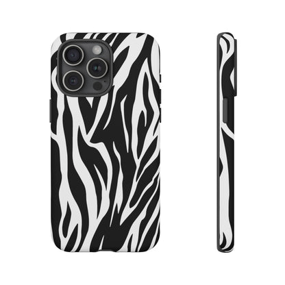 Black White Tiger Print Tough Case Cover for iPhone Samsung and Google phones., Phone Case, JSCHAFFA.com