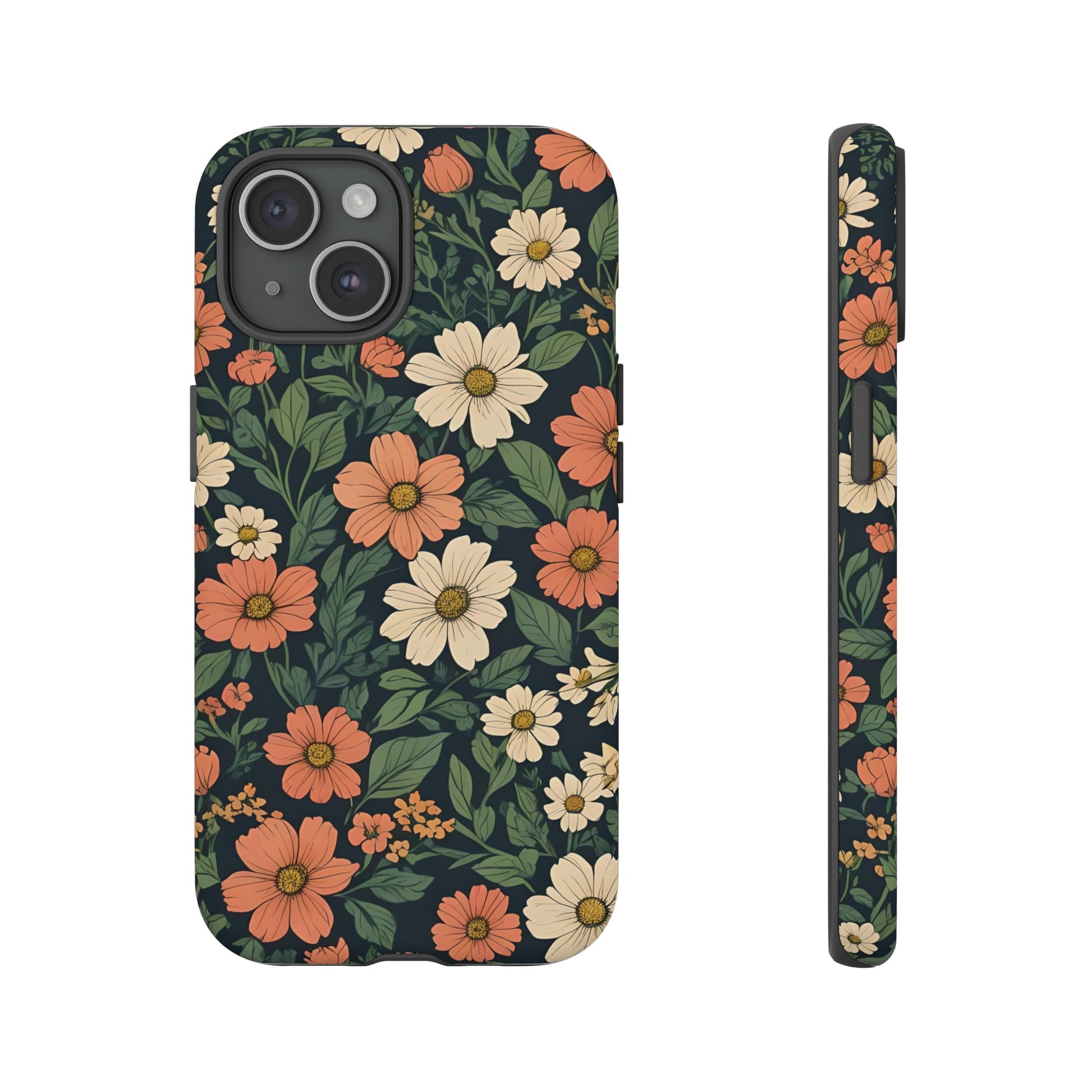 Orange & White Floral Phone Case - Elegant Protection for iPhone, Samsung, and Google Phones, Phone Case, JSCHAFFA.com