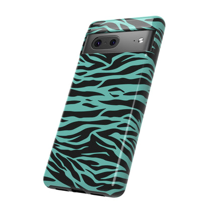 Aqua Cute Wild Tiger Print Pattern Tough Phone Case, Phone Case, JSCHAFFA.com