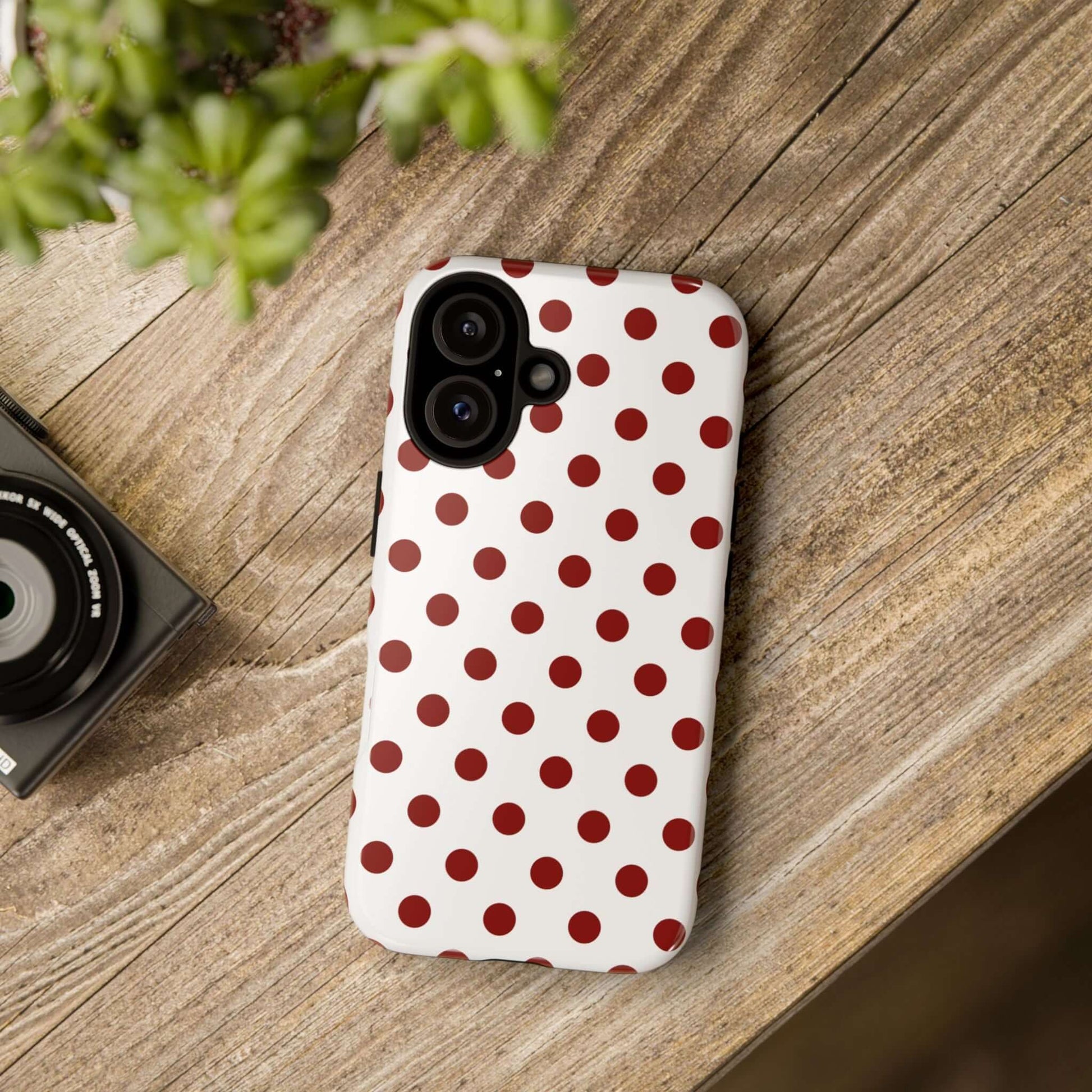 Cherry Red Polka dot Tough Case Phone Case for iPhone, Samsung, Google