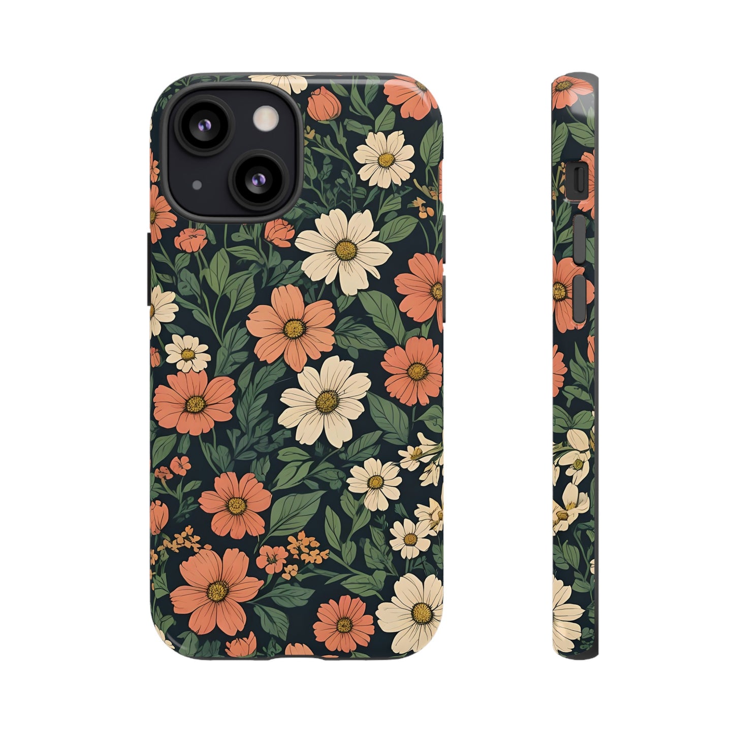 Orange & White Floral Phone Case - Elegant Protection for iPhone, Samsung, and Google Phones, Phone Case, JSCHAFFA.com