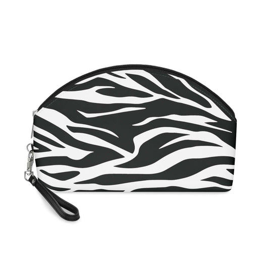 Black & White Tiger Print Travel Makeup Bag with Detachable Strap Chic Versatile Bags JSCHAFFA.com