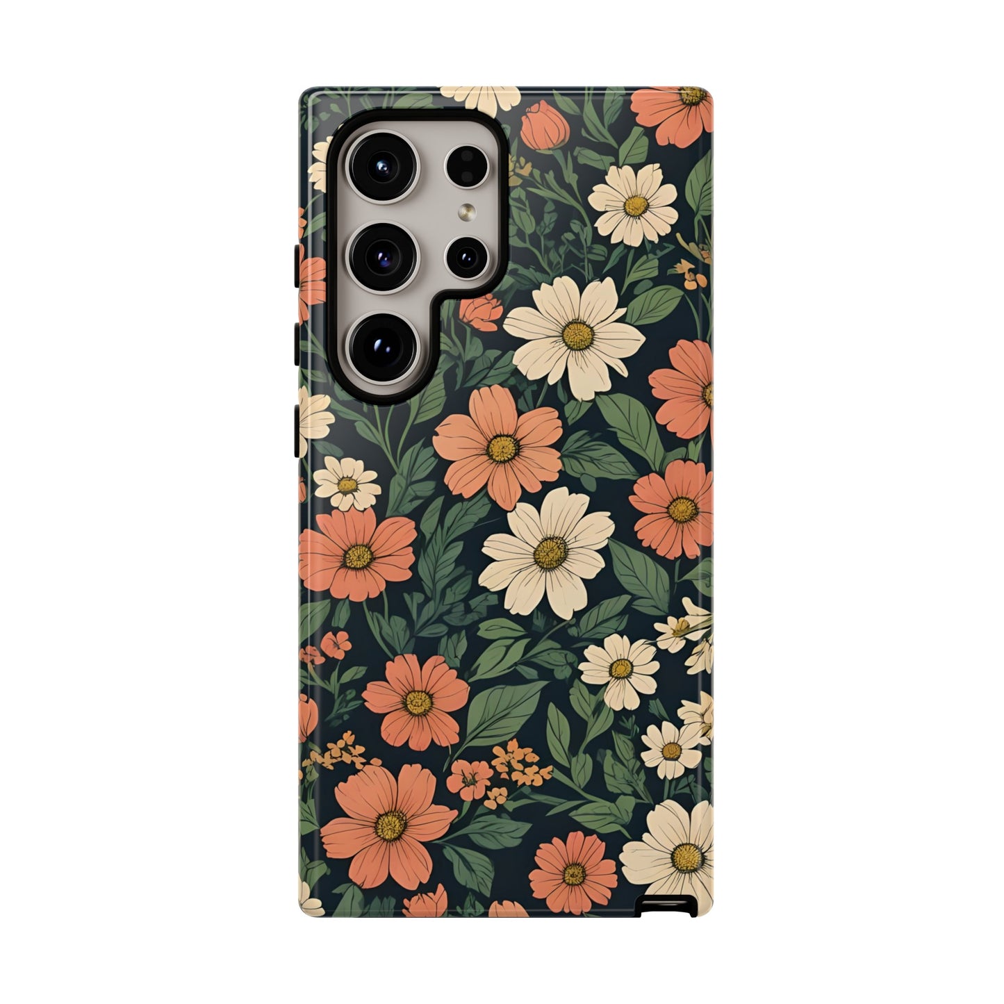 Orange & White Floral Phone Case - Elegant Protection for iPhone, Samsung, and Google Phones, Phone Case, JSCHAFFA.com