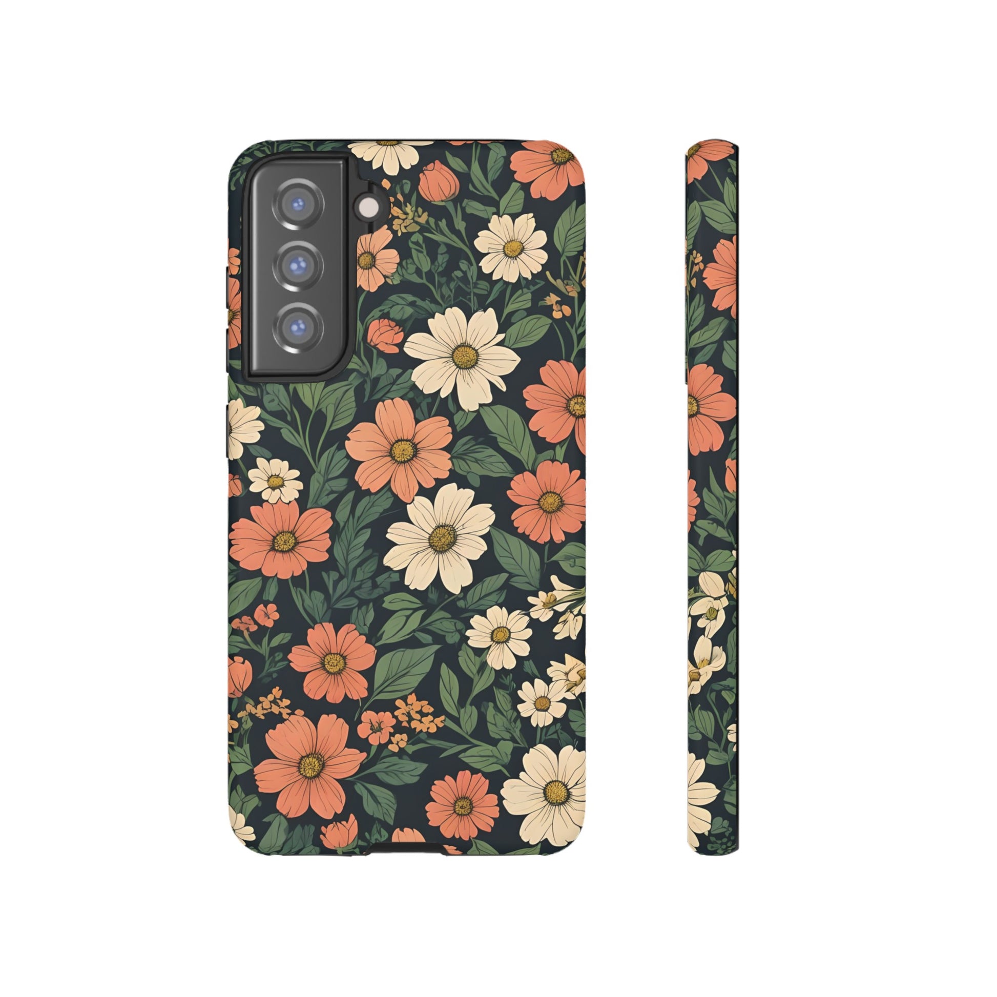 Orange & White Floral Phone Case - Elegant Protection for iPhone, Samsung, and Google Phones, Phone Case, JSCHAFFA.com