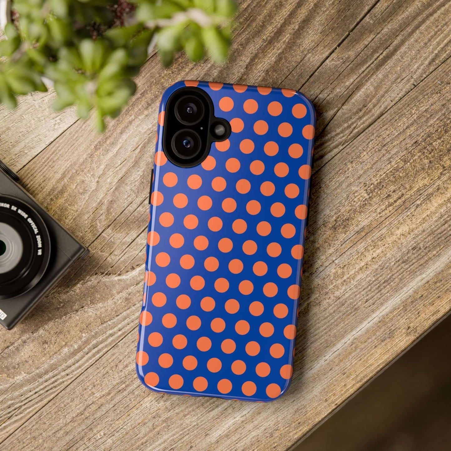 Cobalt Blue & Coral Polka dot Tough Case for iPhone, Samsung, Google