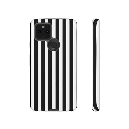 Black & White Horizontal Stripe Tough Phone Case for iPhone, Samsung, and Google Phones