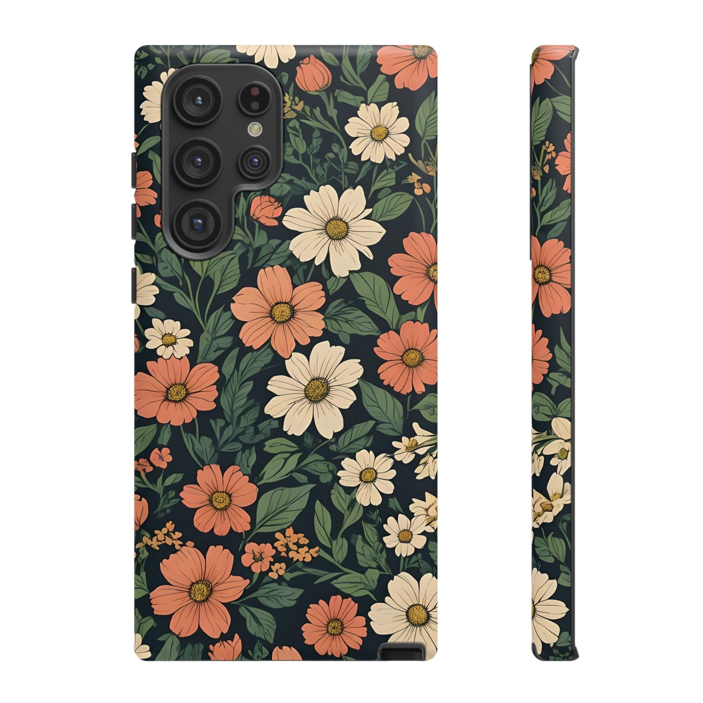 Orange & White Floral Phone Case - Elegant Protection for iPhone, Samsung, and Google Phones, Phone Case, JSCHAFFA.com