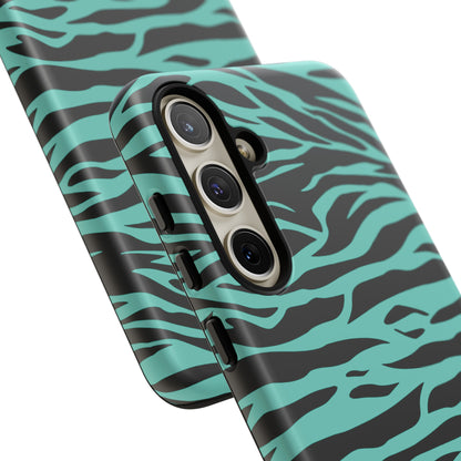 Aqua Cute Wild Tiger Print Pattern Tough Phone Case, Phone Case, JSCHAFFA.com