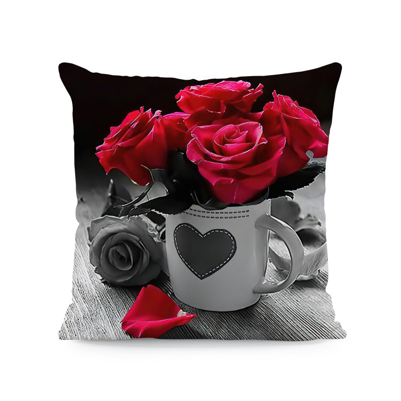 Red Roses Love Super Soft Square Pillow and Cover with Flower Print JSCHAFFA