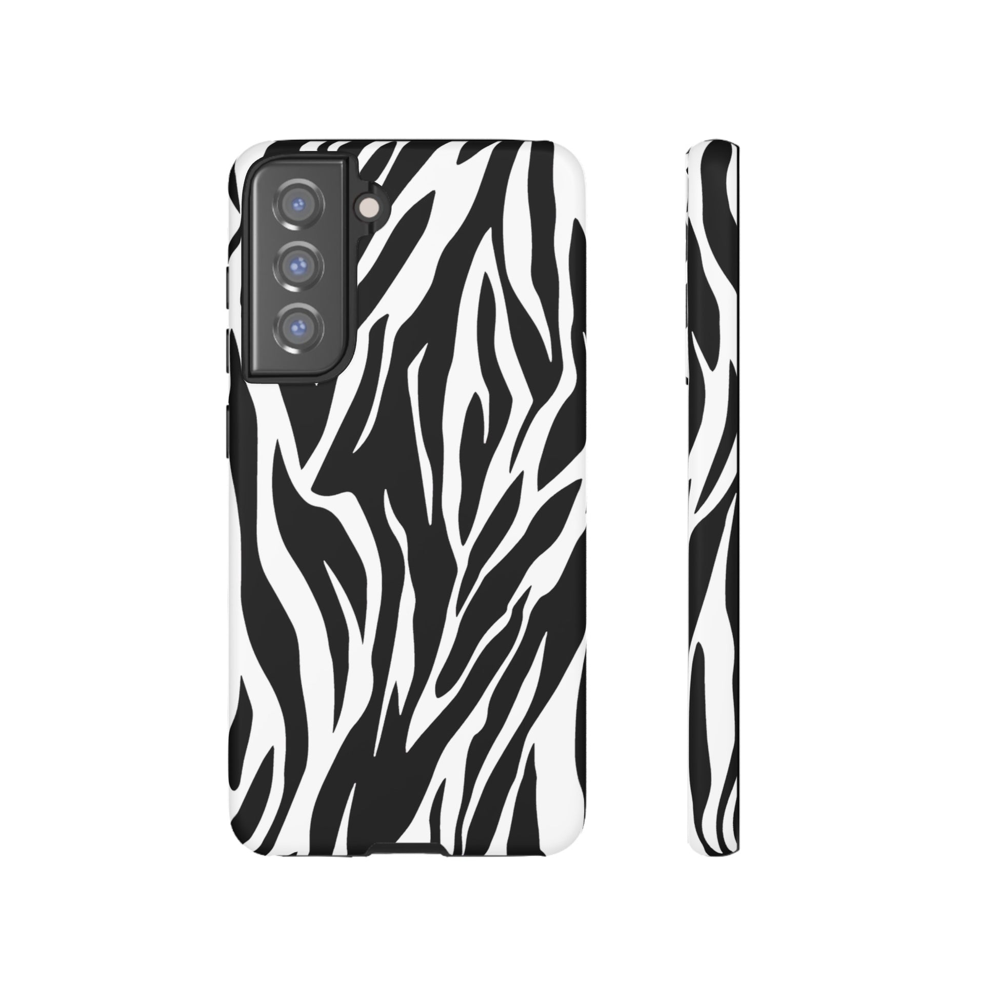 Black White Tiger Print Tough Case Cover for iPhone Samsung and Google phones., Phone Case, JSCHAFFA.com