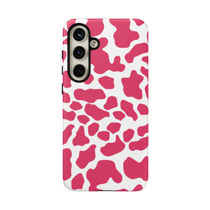 Pink Cow Print Cellphone Case iPhone Samsung Google, Phone Case, JSCHAFFA.com