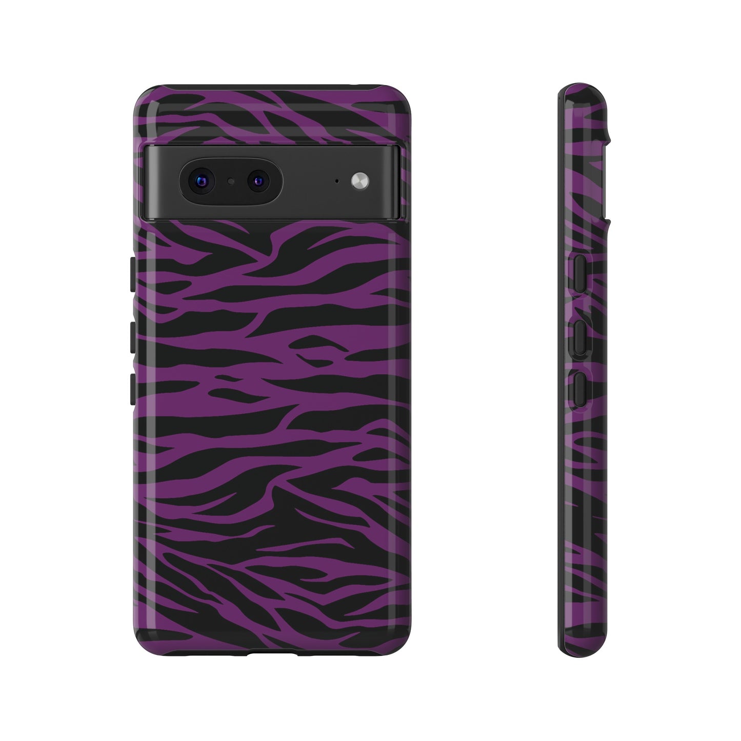 Purple Black Tiger print tough phone case, Phone Case, JSCHAFFA.com