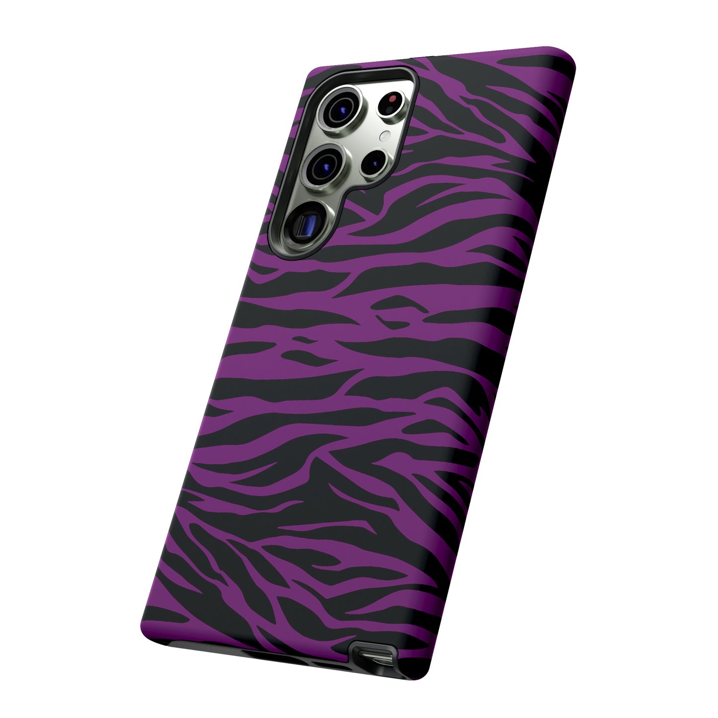 Purple Black Tiger print tough phone case, Phone Case, JSCHAFFA.com