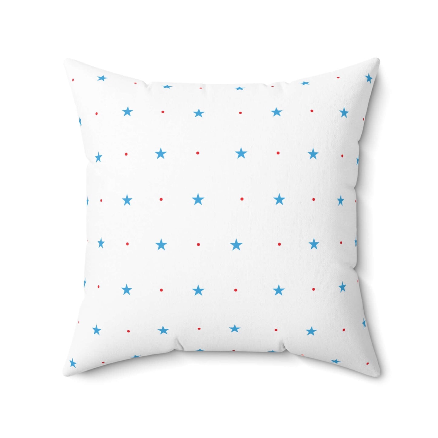 Square Spun Polyester Pillow with Blue Stars and Red Dots Customisable Decorative Throw Pillow in Four Sizes - JSCHAFFA.com