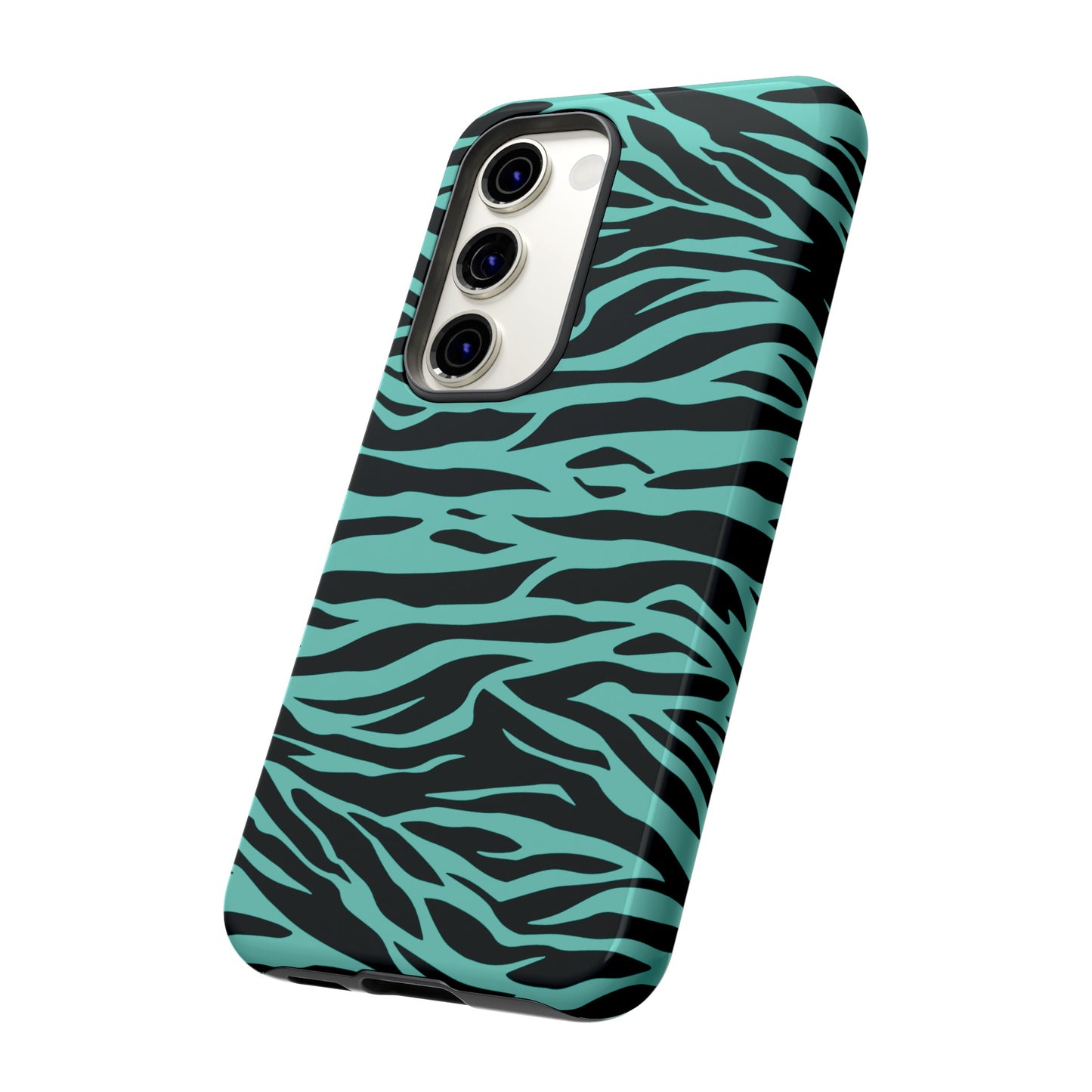 Aqua Cute Wild Tiger Print Pattern Tough Phone Case, Phone Case, JSCHAFFA.com