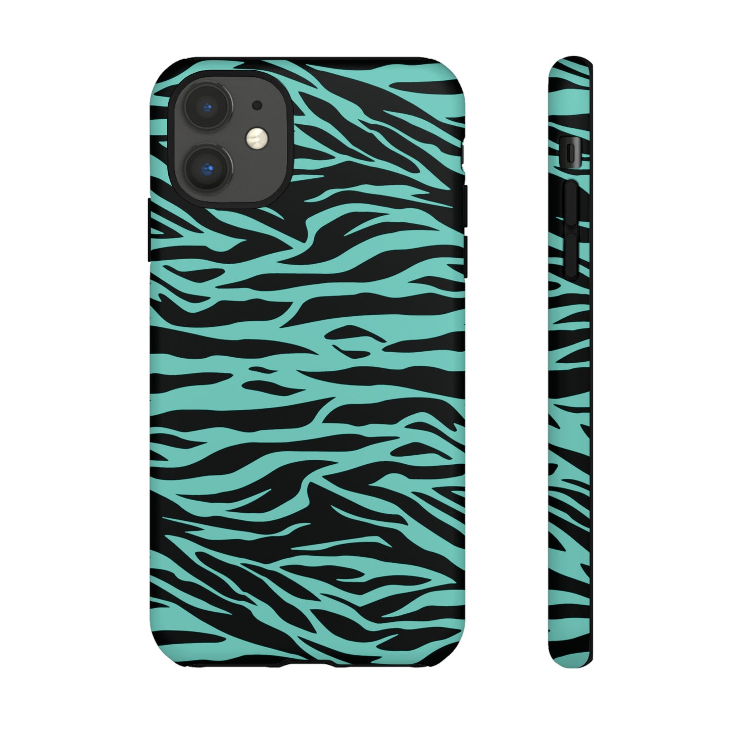 Aqua Cute Wild Tiger Print Pattern Tough Phone Case, Phone Case, JSCHAFFA.com