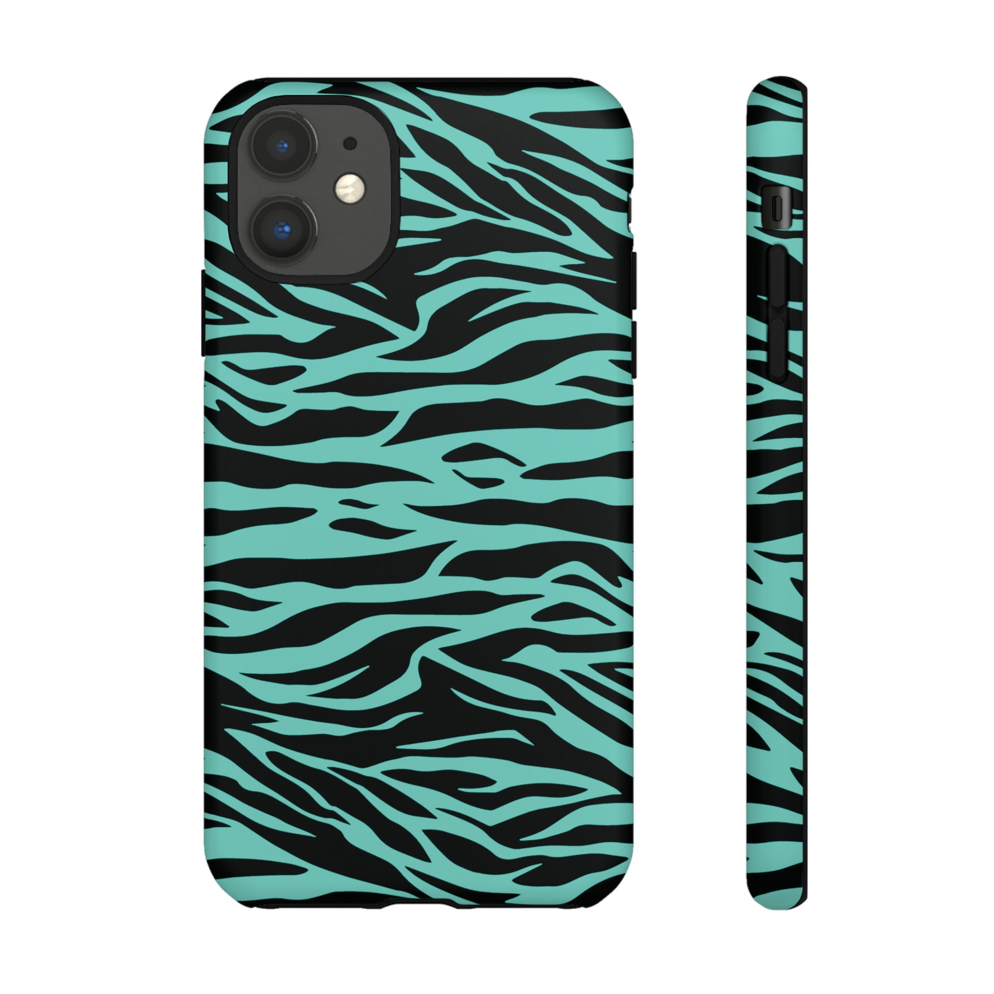 Aqua Cute Wild Tiger Print Pattern Tough Phone Case, Phone Case, JSCHAFFA.com