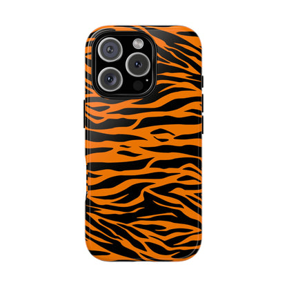 Orange Cute Wild Tiger Print Pattern Tough Phone Case.