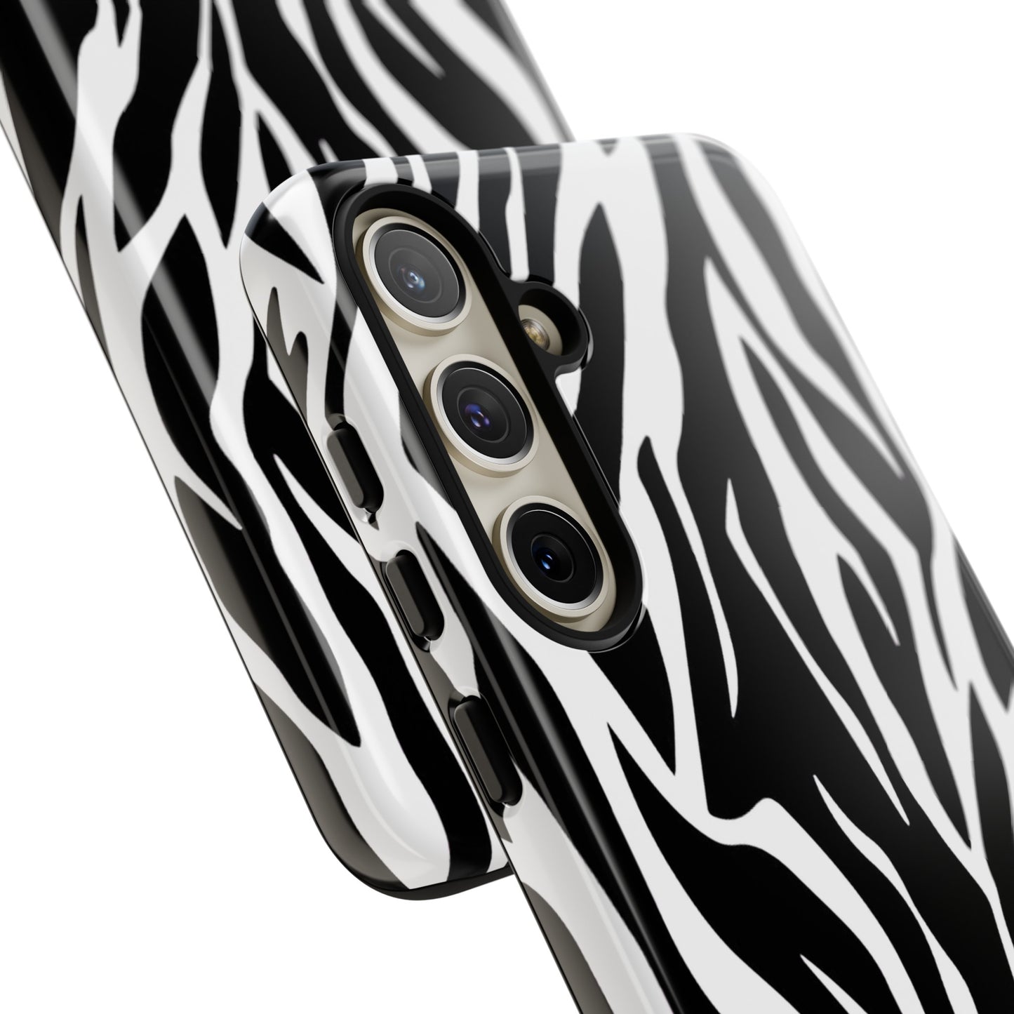 Black White Tiger Print Tough Case Cover for iPhone Samsung and Google phones., Phone Case, JSCHAFFA.com