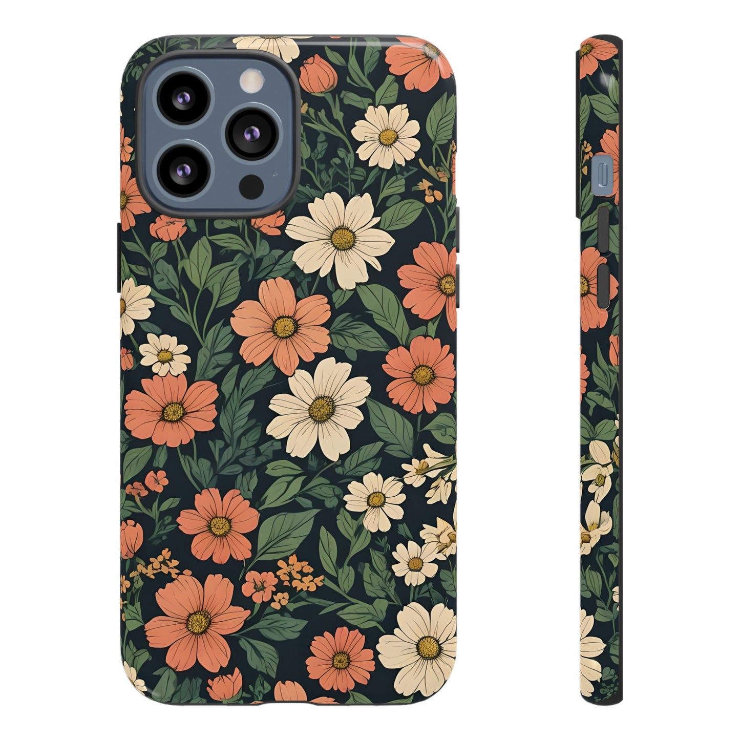 Orange & White Floral Phone Case - Elegant Protection for iPhone, Samsung, and Google Phones, Phone Case, JSCHAFFA.com