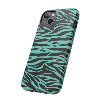 Aqua Cute Wild Tiger Print Pattern Tough Phone Case, Phone Case, JSCHAFFA.com