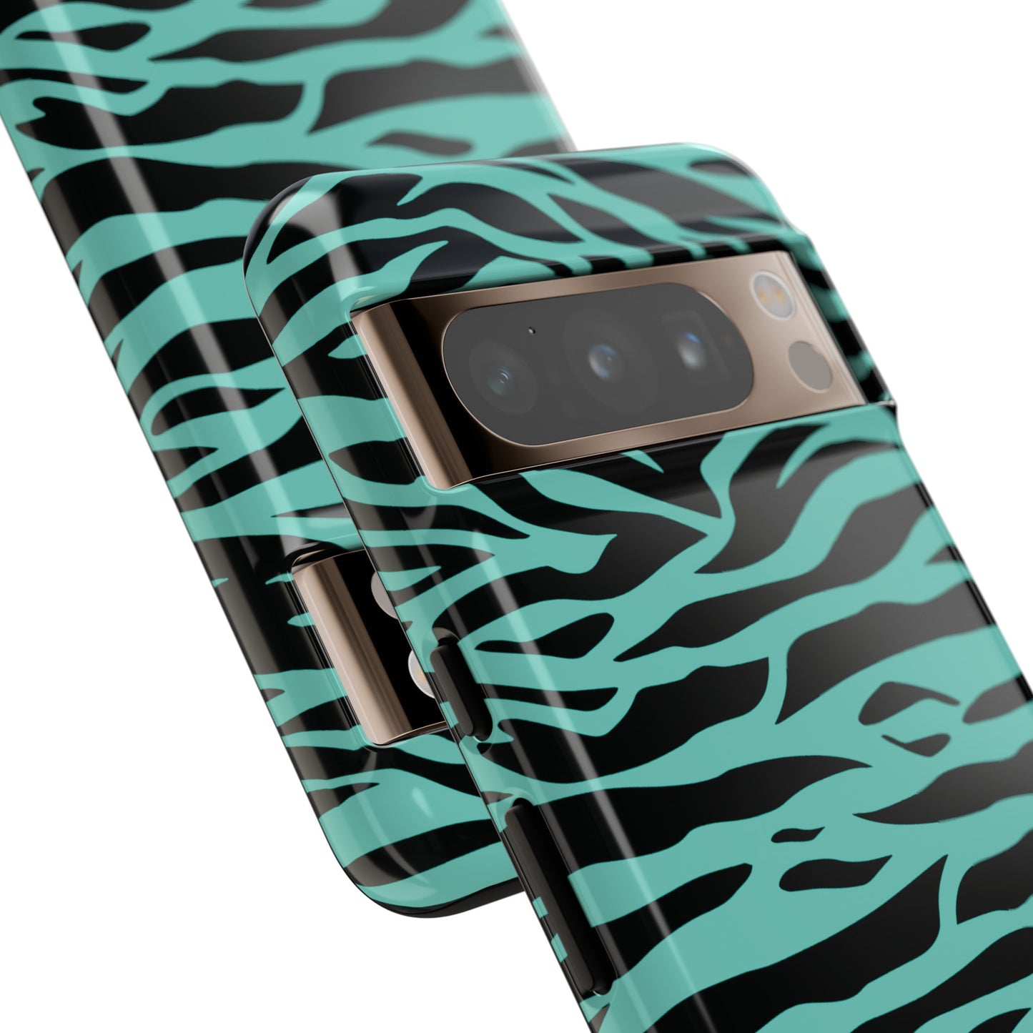 Aqua Cute Wild Tiger Print Pattern Tough Phone Case, Phone Case, JSCHAFFA.com