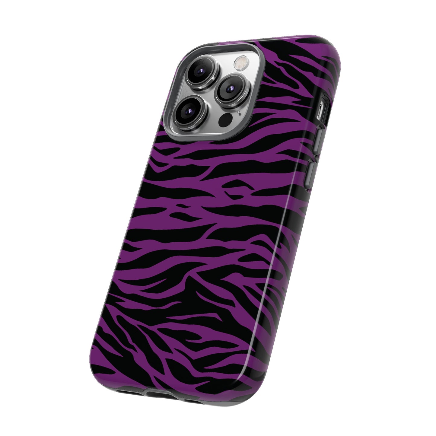 Purple Black Tiger print tough phone case, Phone Case, JSCHAFFA.com