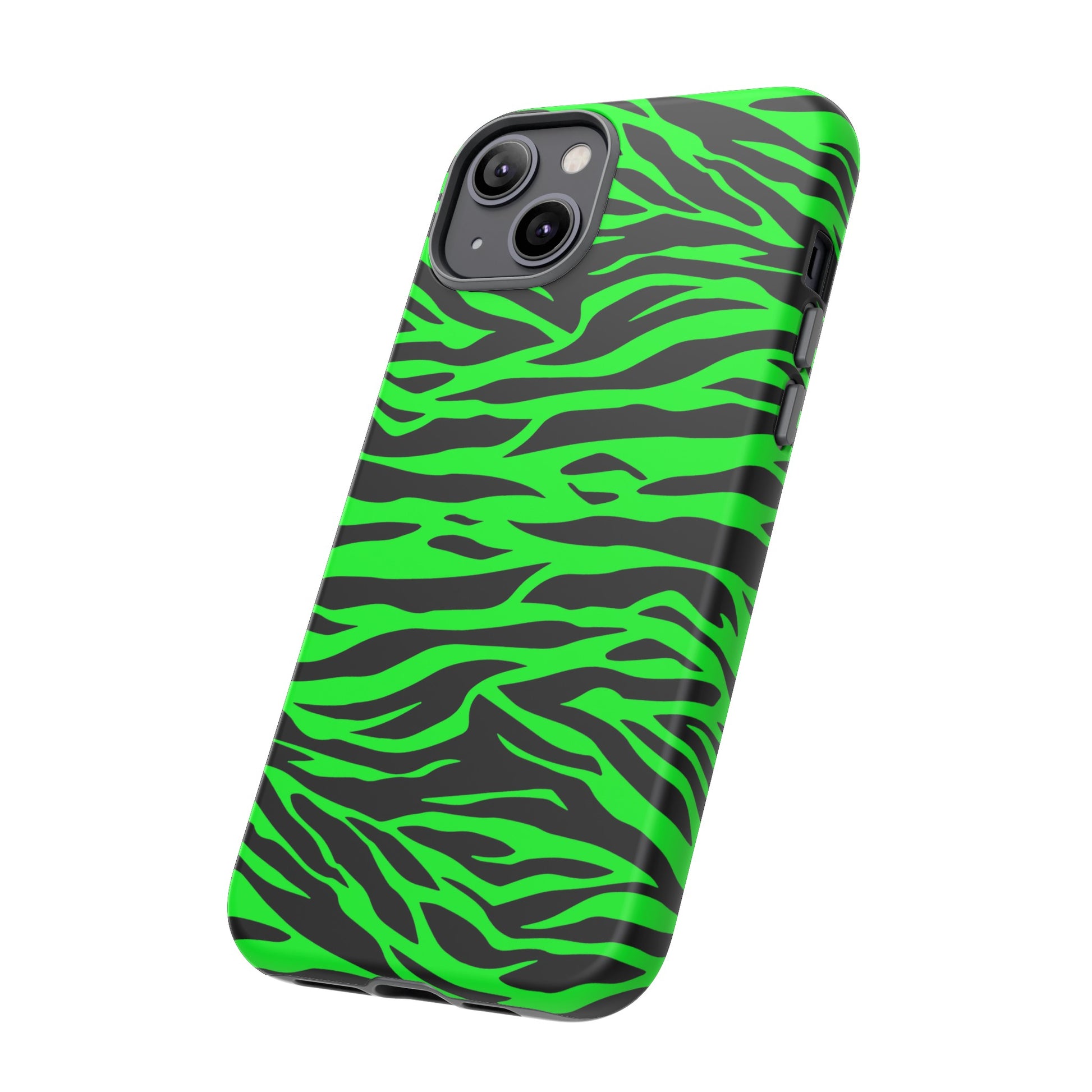 Green Cute Wild Tiger Print Pattern Tough Phone Case, Phone Case, JSCHAFFA.com