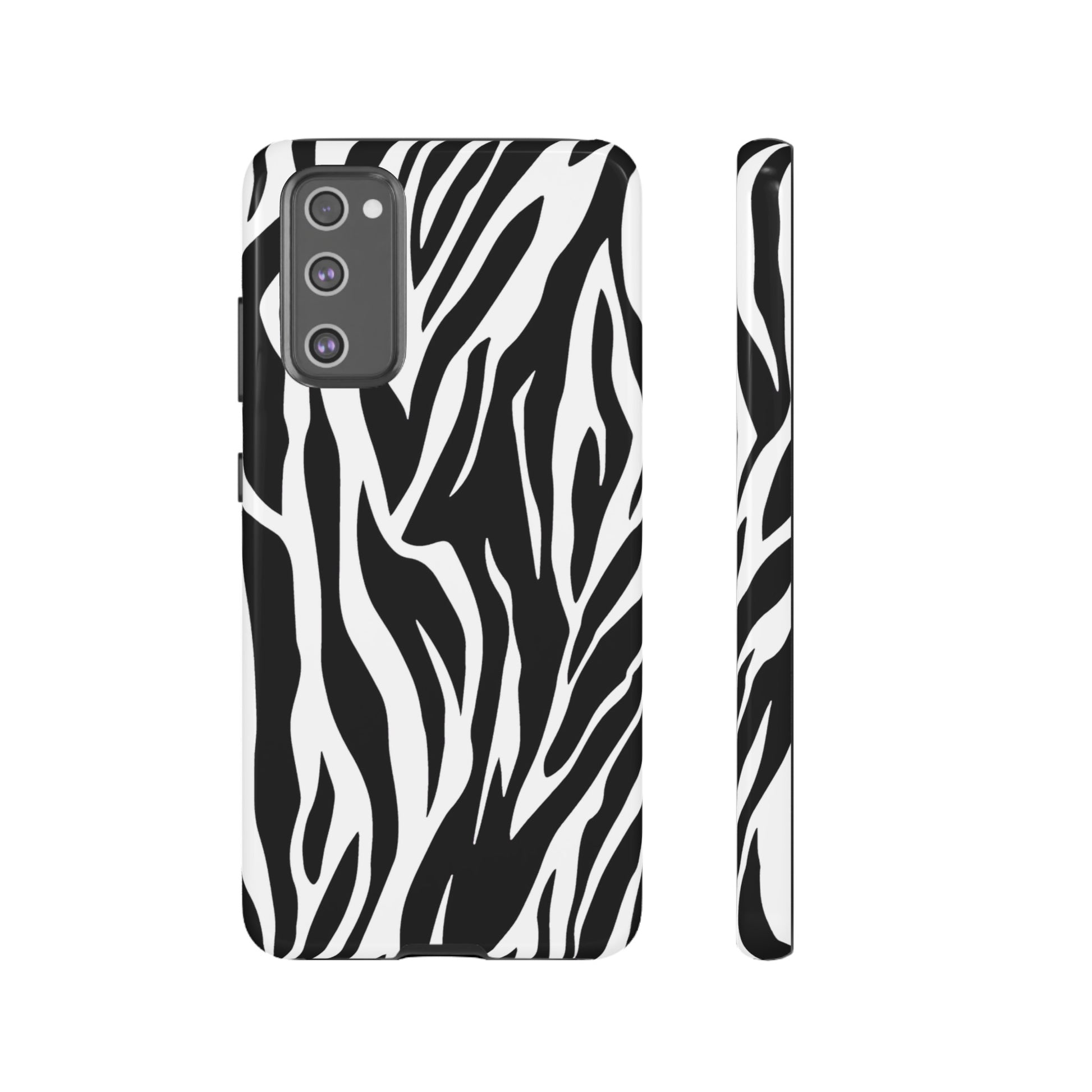 Black White Tiger Print Tough Case Cover for iPhone Samsung and Google phones., Phone Case, JSCHAFFA.com