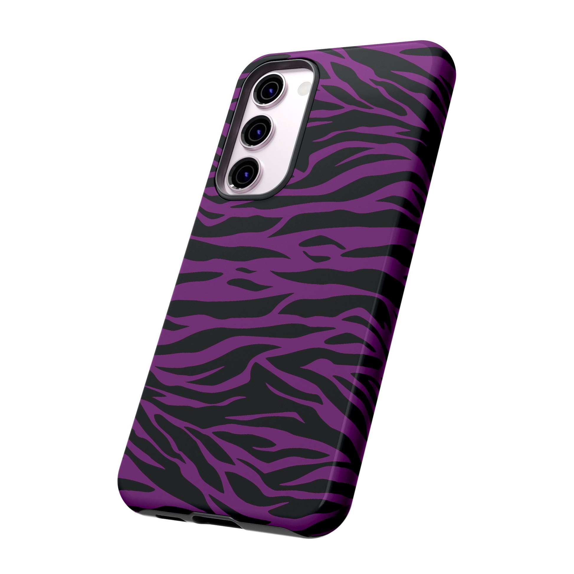 Purple Black Tiger print tough phone case, Phone Case, JSCHAFFA.com