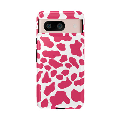 Pink Cow Print Cellphone Case iPhone Samsung Google, Phone Case, JSCHAFFA.com