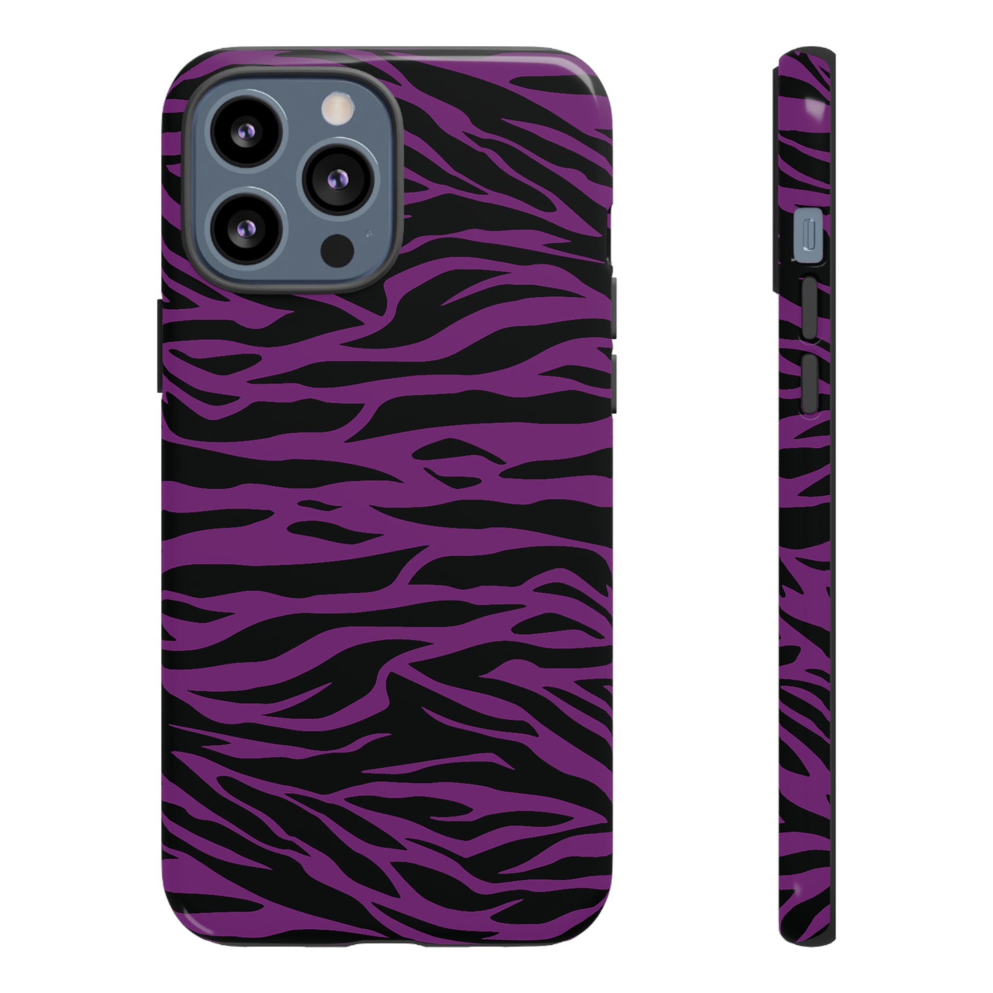 Purple Black Tiger print tough phone case, Phone Case, JSCHAFFA.com