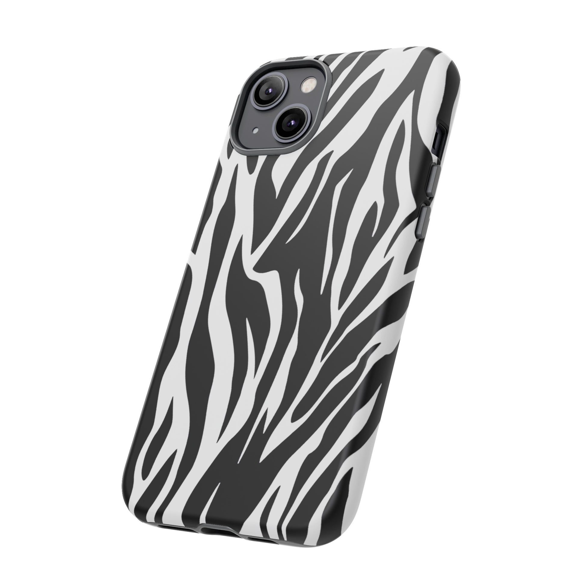 Black White Tiger Print Tough Case Cover for iPhone Samsung and Google phones., Phone Case, JSCHAFFA.com