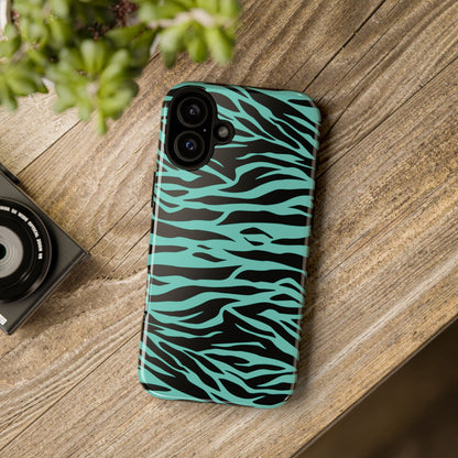 Aqua Cute Wild Tiger Print Pattern Tough Phone Case