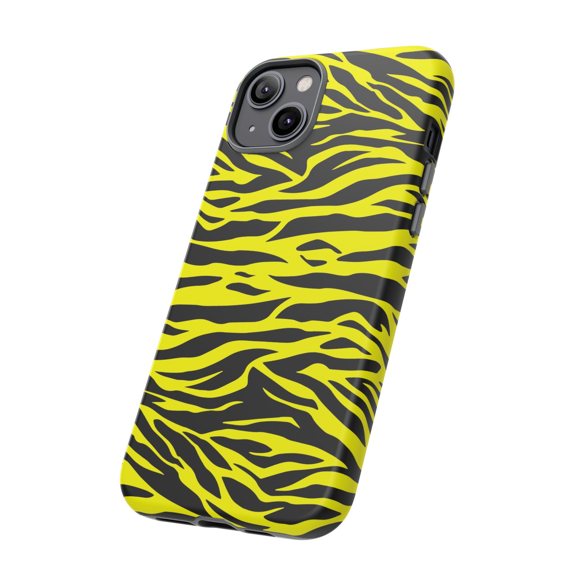 Yellow Cute Wild Tiger Print Pattern Tough Phone Case, Phone Case, JSCHAFFA.com