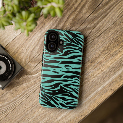 Aqua Cute Wild Tiger Print Pattern Tough Phone Case