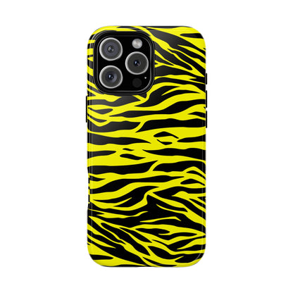 Yellow Cute Wild Tiger Print Pattern Tough Phone Case