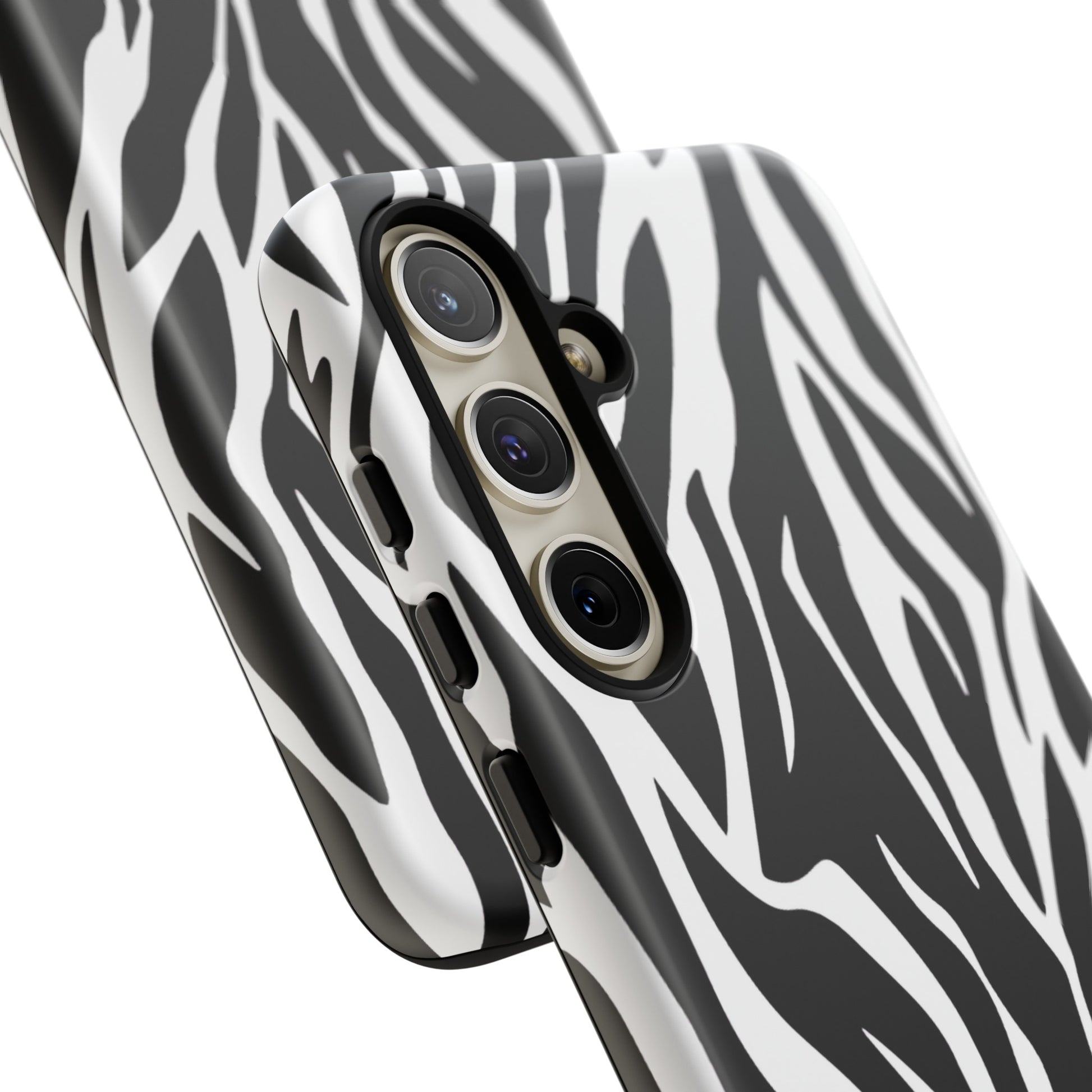 Black White Tiger Print Tough Case Cover for iPhone Samsung and Google phones., Phone Case, JSCHAFFA.com