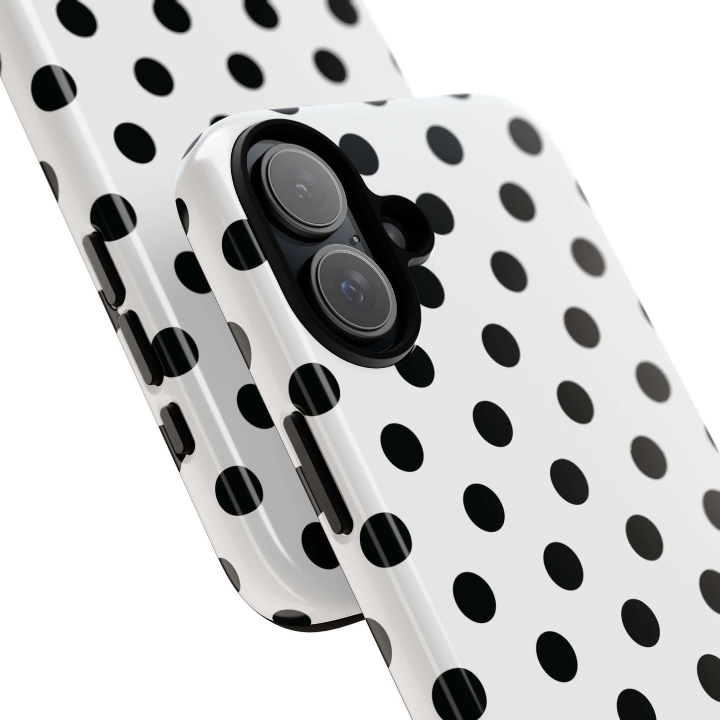 Black & White Polka dot Tough Phone Case for iPhone, Samsung, Google