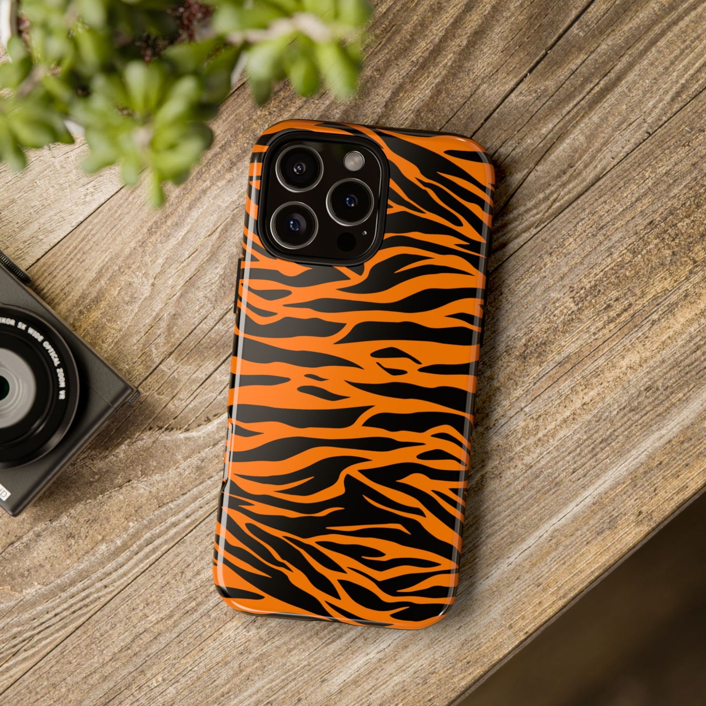 Orange Cute Wild Tiger Print Pattern Tough Phone Case.