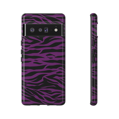 Purple Black Tiger print tough phone case, Phone Case, JSCHAFFA.com