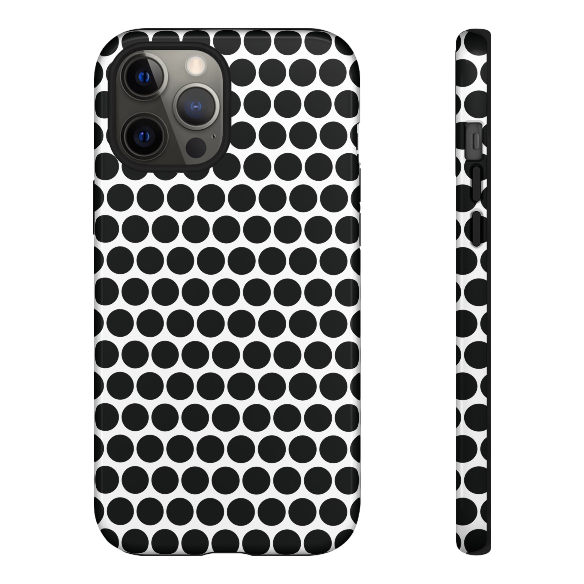 Cute Black White Polkadot Tough Case for iPhone, Samsung, Google, Phone Case, JSCHAFFA.com